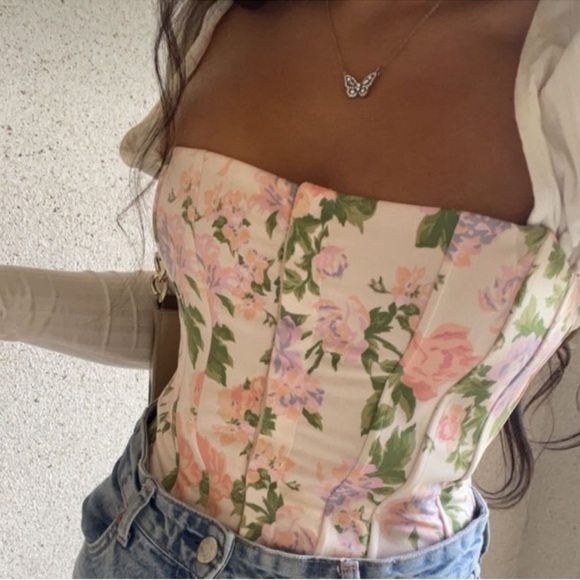 NWT Zara Floral Corset Top - Picture 2 of 11